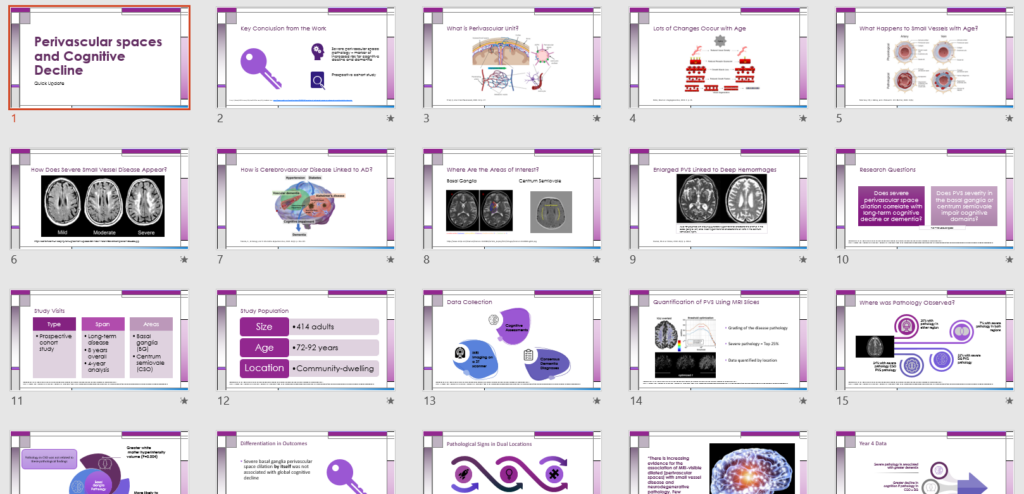 PowerPoint deck for Perivascular spaces and cognitive decline - Versant put together for a short-timeline scientific slide deck