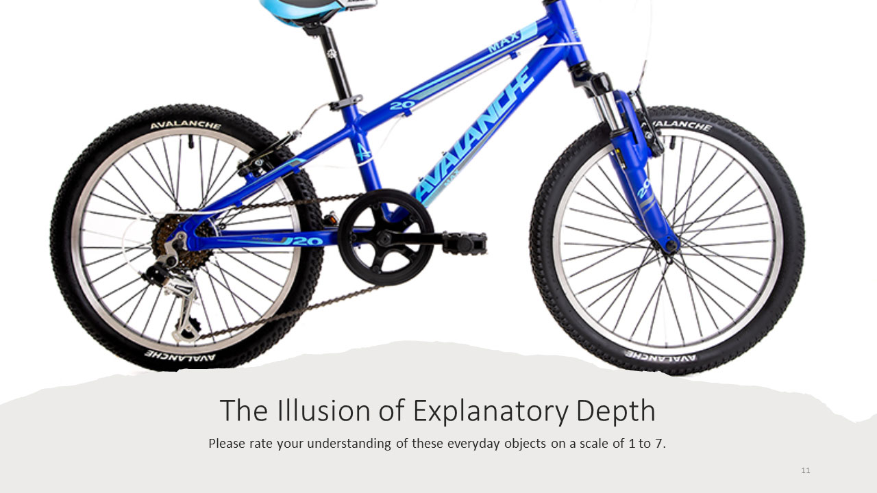 The illusion of explanatory depth - please rate your understanding of these everyday objects on a scale of 1 to 7